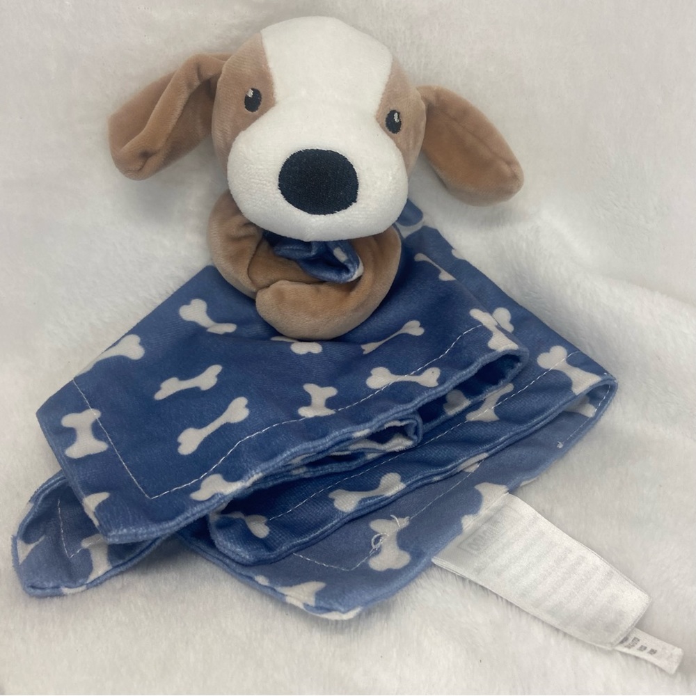 Baby Essentials Puppy Dog Lovey Baby Security Blanket Plush Blue  14"